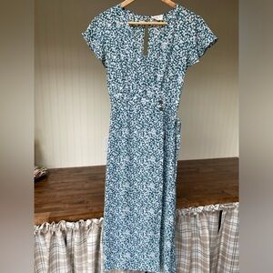 Floral Green Wrap Dress